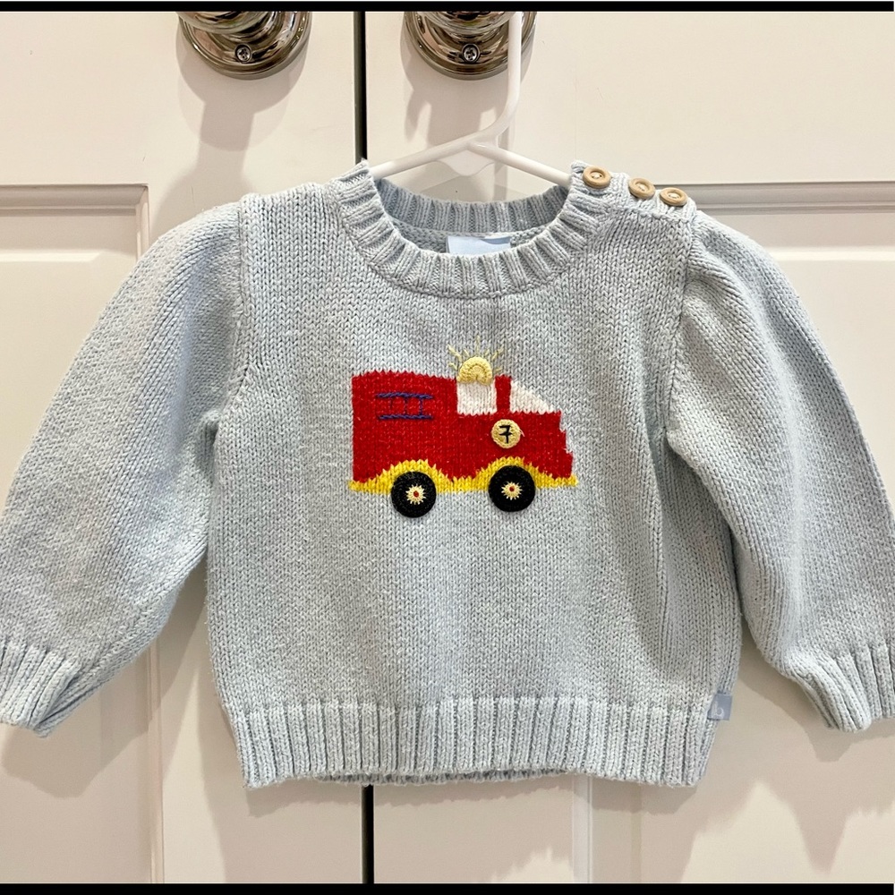 Bella Bliss Firetruck Sweater, 12 Mos
